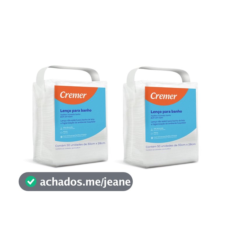 Kit 2 Lenco Para Banho No Leito Cremer Pacote C/50 Unidades