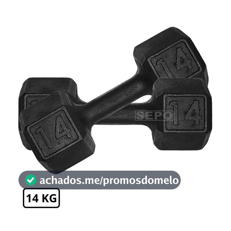 Par Halteres Sextavado 14 kg Peso Academia Dumbell Halter Preto