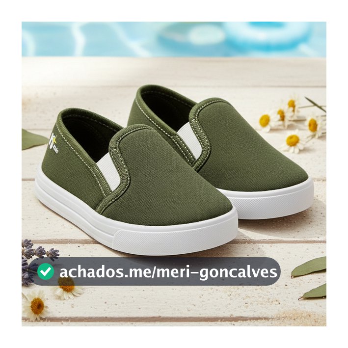 Tênis Iate Calce Fácil Slip On Infantil Confortável Escolar Menino e Menina Verde Militar