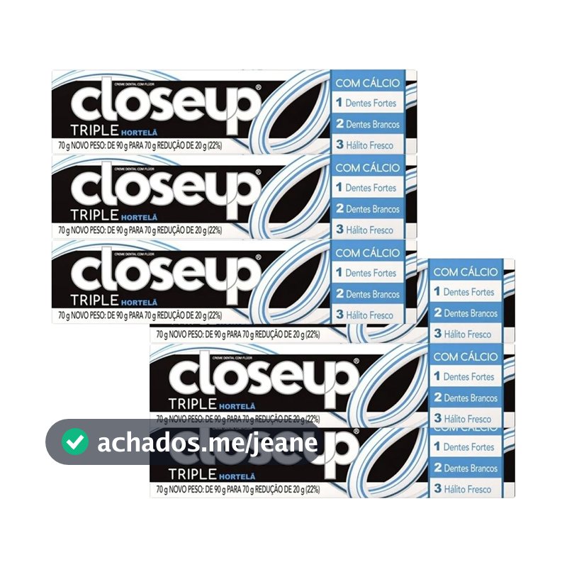 Kit 6 und Creme Dental Close Up Triple Hortelã 70g