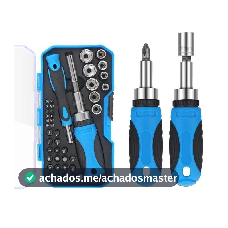 Jogo Chave Fenda Catracada Bits Soquetes Sextavado Kit 44 Pç