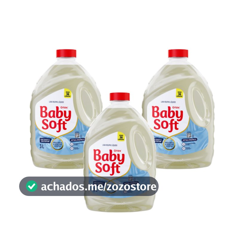 Kit 3 Lava Roupas Hipoalérgico Baby Soft Max Cuidado - 3L