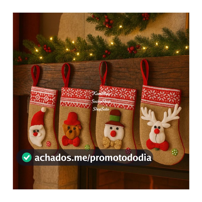 3 Peças Meia Bota Natalina Natal Bege Decoração Arvore De Natal, Ambientes Festas