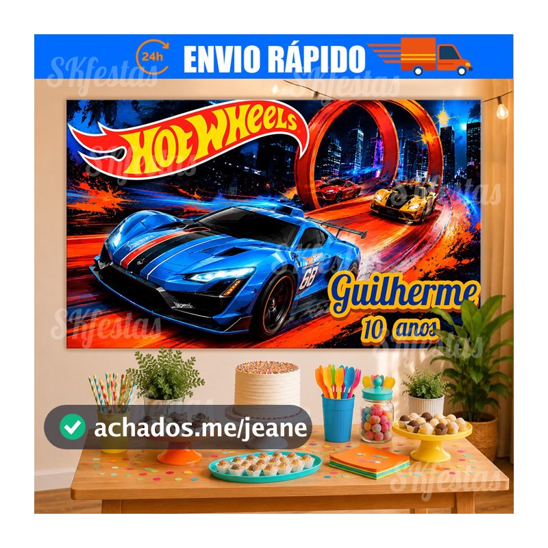 Painel de Festa Personalizado Hot Wheels, Carros, Pista Decoração Cenários, decoração de festa, Mêsversário, aniversário