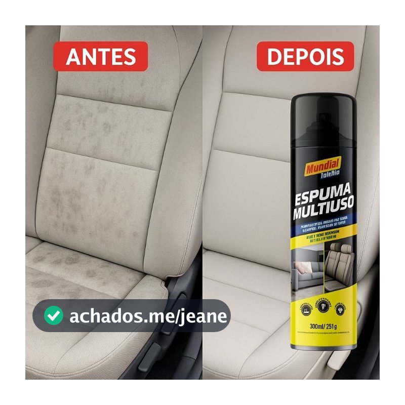 Espuma Multiuso Mágica Limpeza Automotiva a Seco 300 ML Limpa Estofados  Tecido Tapete