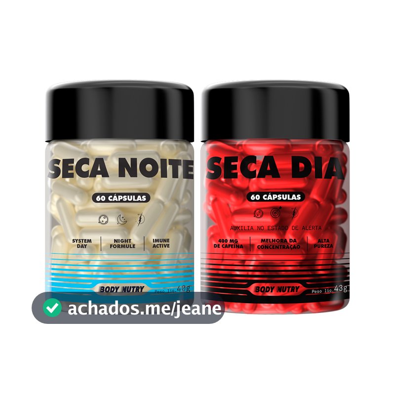 Kit Seca Dia Termogênico + Seca Noite 60 Cápsulas Energia Diária, Natural, Cafeína, L-Carnitina e Magnésio - Body Nutry