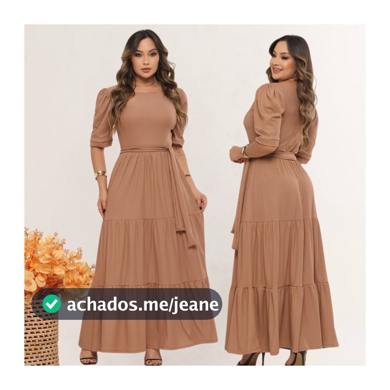 Vestido Feminino Longo Evangélico Luxo Elegante No Canelado