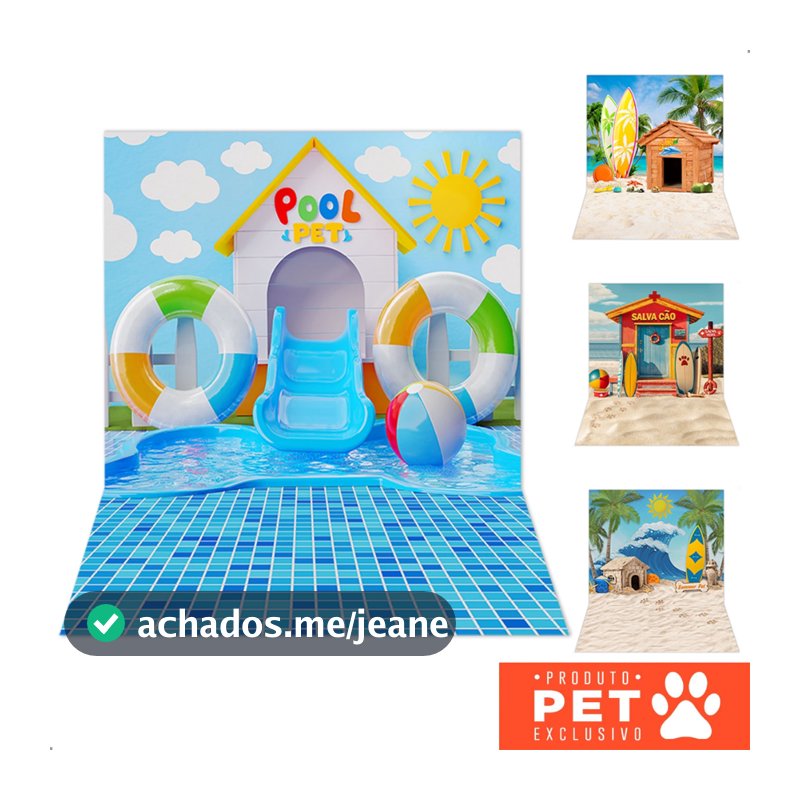 Fundo Fotográfico Pet Shop Verão Em Tecido 1,20x1,70m - Vários Modelos