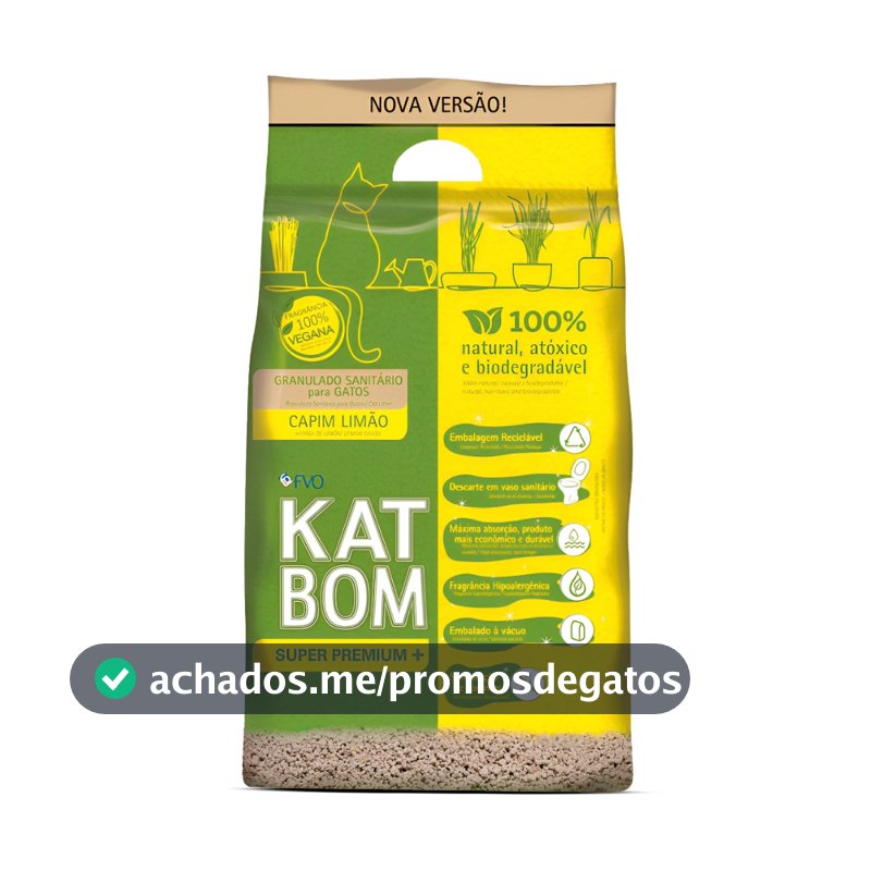 Areia Higiênica Katbom Para Gatos Granulado Capim Limão  3Kg