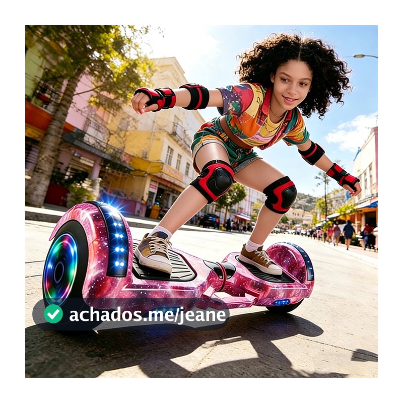 Hoverboard Elétrico Bivolt - Infantil & Adulto  Bluetooth LEDs Coloridos Autonomia 15km Presente de carregador