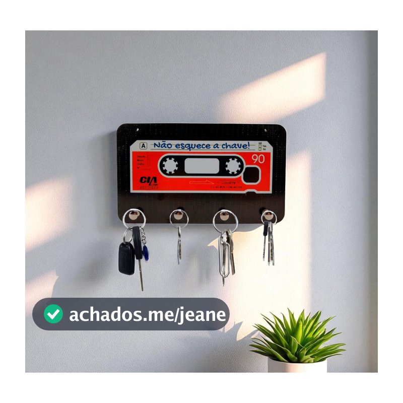Porta Chaves Decorativo Fita K7 Antiga Retrô Mdf