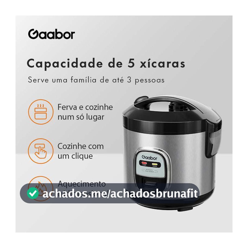 Gaabor Panela Elétrica de Arroz 2 em 1 1L com Cestinha de Vapor Cozinha Antiaderente  RC-20M01A