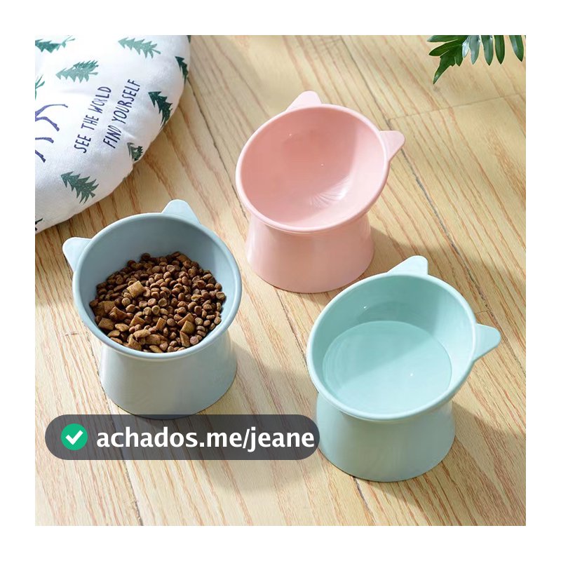 Comedouro Bebedouro Elevado Plastico Gatos Ergonômico Lindo