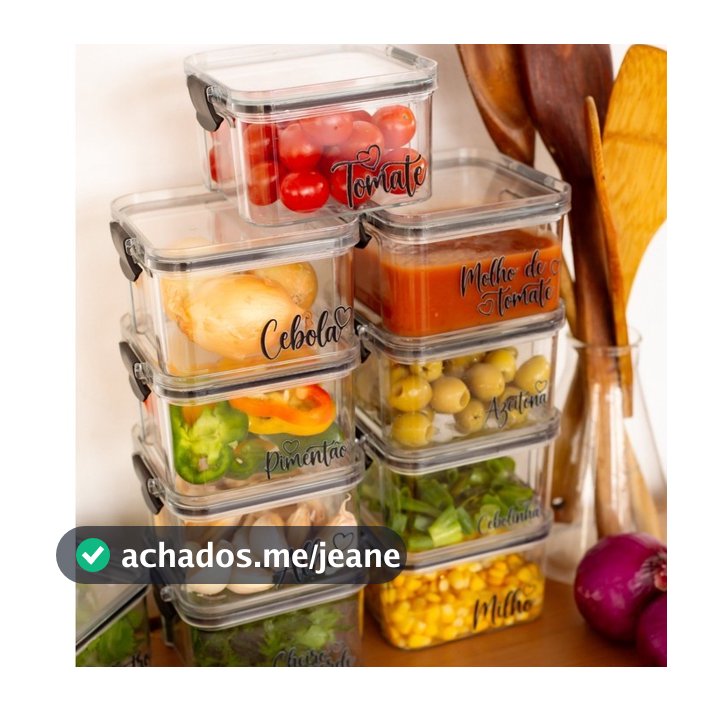 Potes Herméticos Geladeira Acrílico | Kit ou Unitário | Porta-Alho, Porta-Cebola | 460ml/800ml