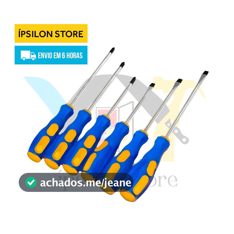 Kit Com 6 Peças De Chave Fenda E Phillips Pontas Imantadas Ferramenta