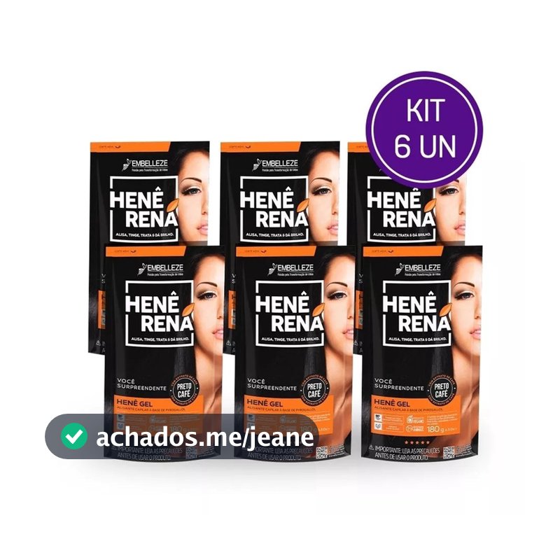 Kit Henê Rená Preto Café 180g C/6