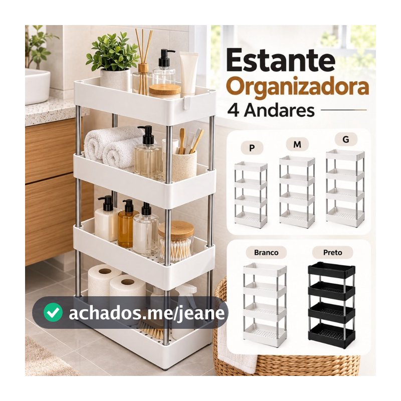 Estante Prateleira Multiuso 4 Níveis Organizador Vertical para Cozinha Banheiro e Escritório