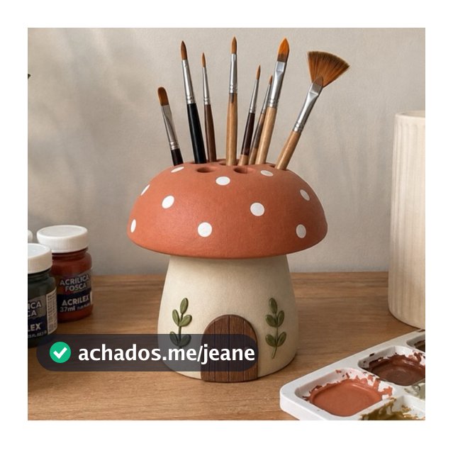 Porta Pincéis de Cerâmica fria - Cogumelo Artesanal Decorativo Organizador de Pincéis
