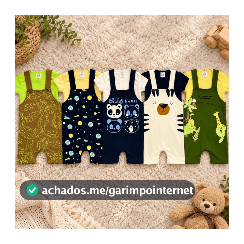 Kit 10 Peças Bebê Menino Algodão Sortidos Body/Jardineira Roupa Infantil Masculino Casual Estampado Com Alças Reguláveis