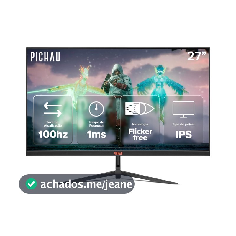 Monitor Gamer Pichau Athen V3S, 27 Pol, IPS, FHD, 1ms, 100Hz, HDMI/VGA, PG-ATH27V3S-BL02