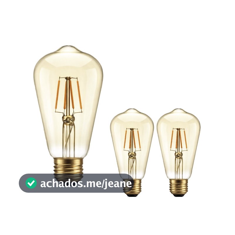 Kit 3 Filamento led 4w st64 E27 2200k Bivolt lampada Vintage Retro
