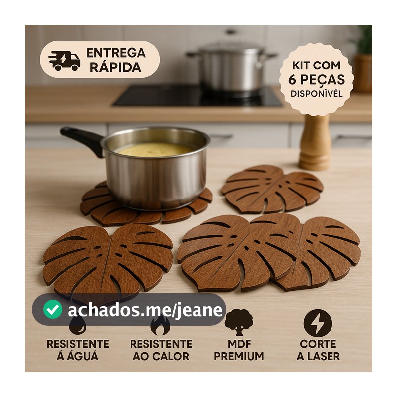 kit Descanso Apoio Suporte de Panela quente OU Porta Copo Proteção Pratos Jarras Suco Café Decoração Casa Cozinha Mesa