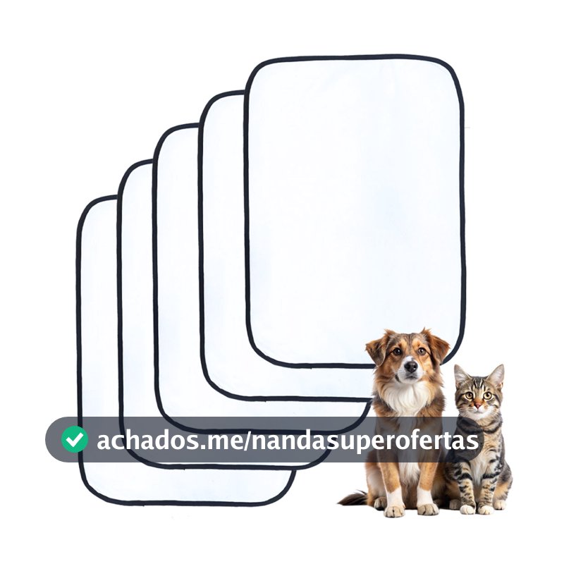Kit 5 Tapetes Higiênicos Laváveis 70x50cm para Cães | Reutilizável Absorvente