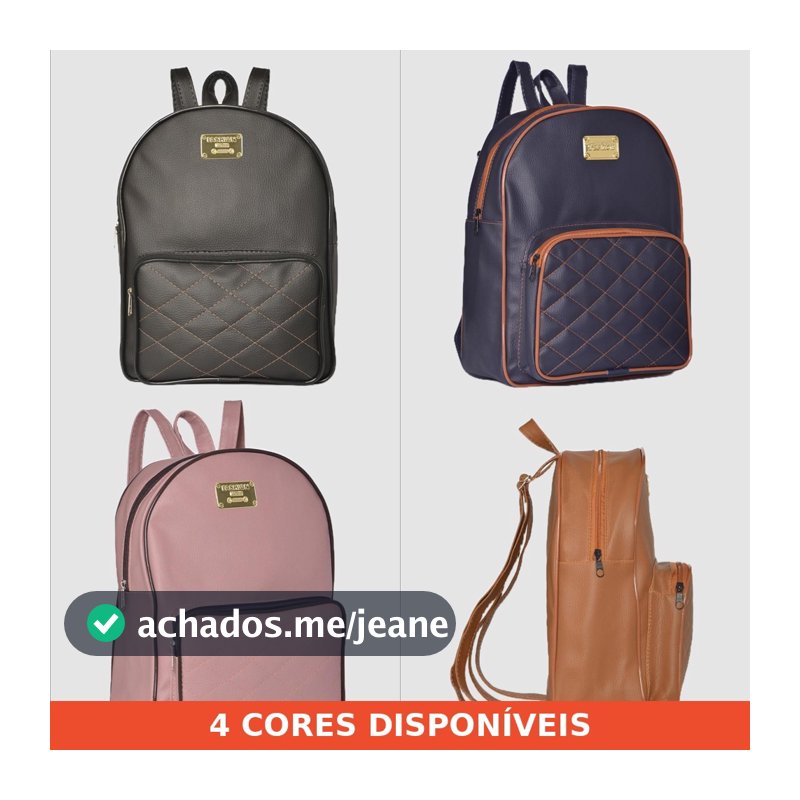 Bolsa Mochila Feminina Couro Sintético Espaçosa Casual SEM CHAVEIRO POMPOM