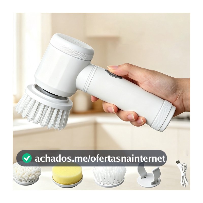 Escova De Limpeza 5 em 1 Ajustável Janela Banheiro e Cozinha Ferramenta Recarregável