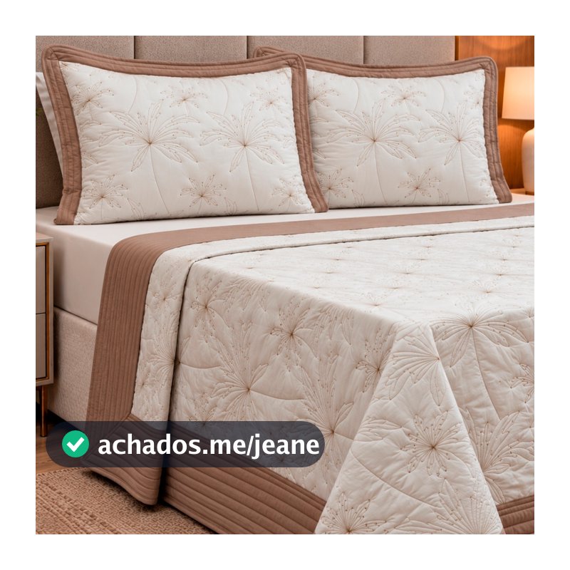Kit Cobre Leito Casal Matelassê em Relevo C/ Barrado Canelado Egeu 03 Peças
