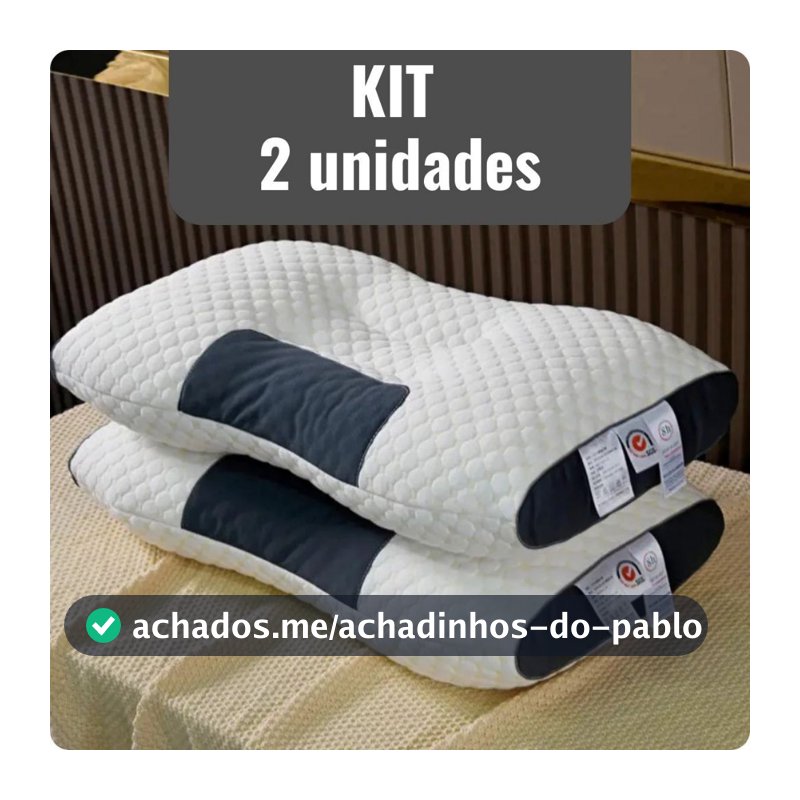 Kit 2 Travesseiro Cervical Ortopédico Ergonômico Confortavel Alivia Dores Coluna Postura Macio Premi