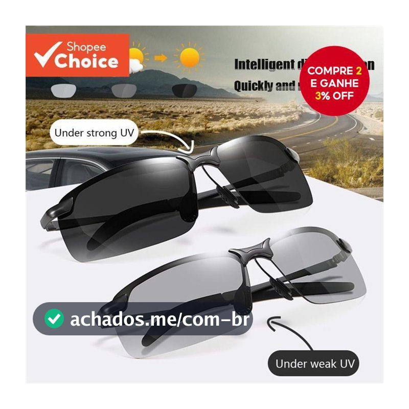 Óculos De Sol Fotocromáticos Masculinos UV400 Polarizados Para Dirigir Diurnos E Noturnos