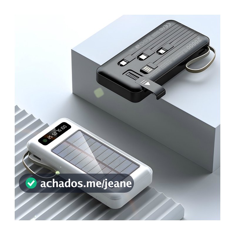 20.000mah Carregador Portátil Power Bank Solar  5 Em1 LED lanterna COM Saida 4 Cabos