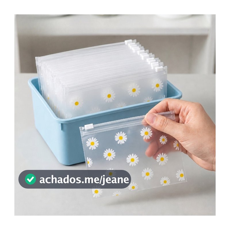 10/20/50pcs Sacos De Zíper De Plástico Fosco Com Padrão De Margarida , Armazenamento Transparentes Reutilizáveis , Adequ