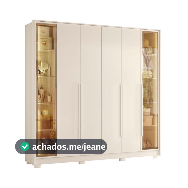 Guarda Roupa Napoli com Portas Laterais em Vidro Reflecta Bronze Off White - Móveis Albatroz