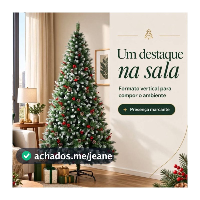 Pinheiro Natalino Árvore de Natal Neve Luxo 150cm 470 Galhos; 180cm 650 Galhos; 210cm 800 Galhos Volumosa Fácil Montagem