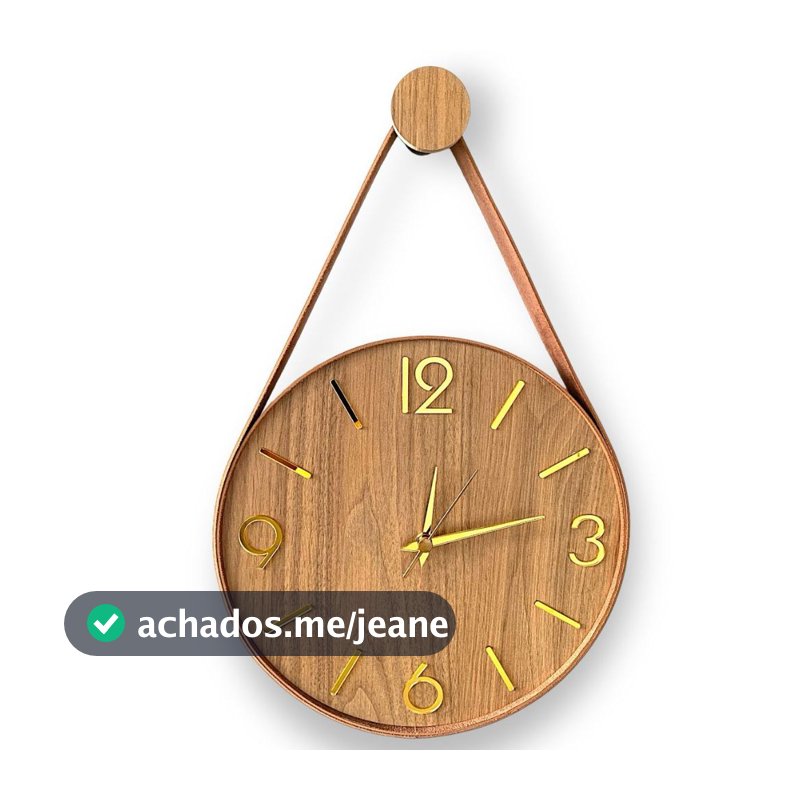 RELÓGIO  PAREDE ADNET, AMADEIRADO,CARDINAIS DOURADO, ( 3 opções de tamanho).