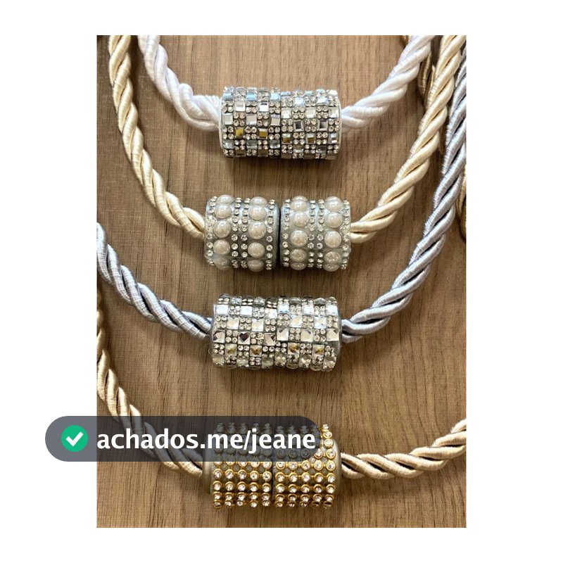 Prendedor Abraçadeira Pingente Cortina Com Imã Strass Perolas Luxo