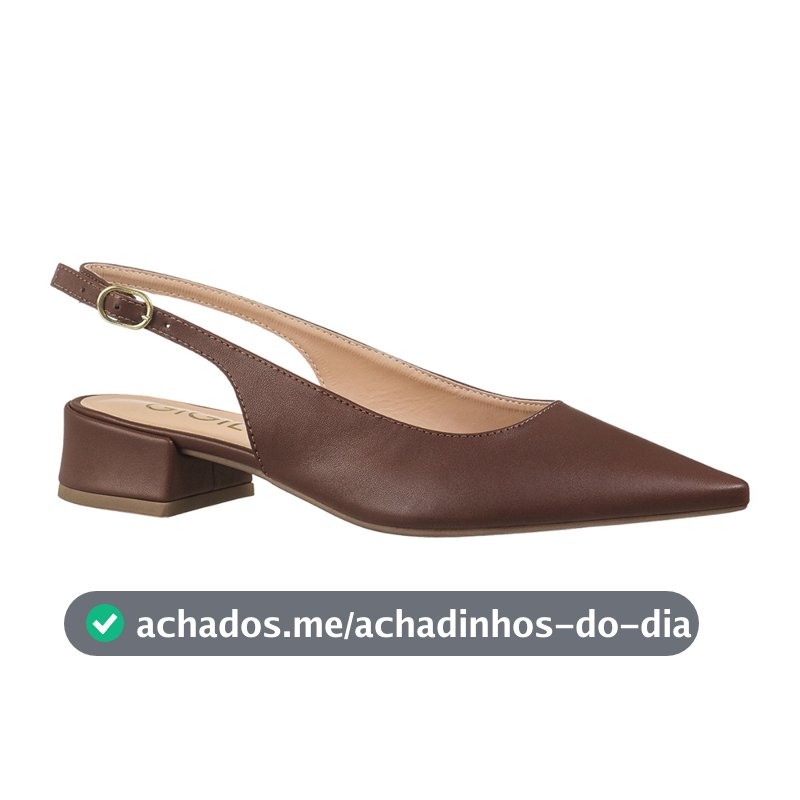 Scarpin Feminino Slingback Bico Fino Salto Bloco Baixo Fivela Lateral Luísa GiGiL