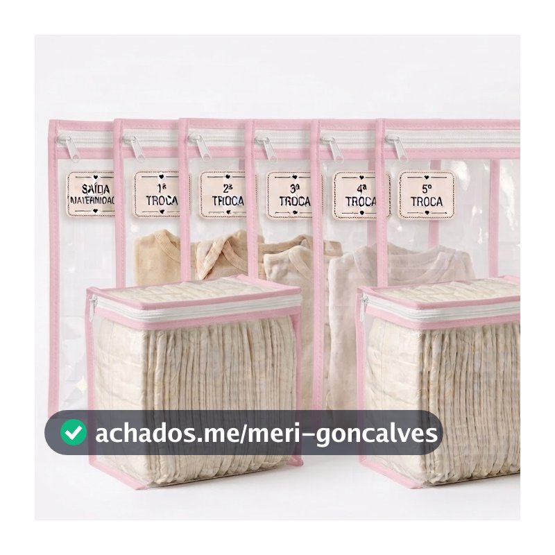 Kit Saída Maternidade 8 Peças – 6 Saquinhos com TAG + 2 Porta-Fraldas