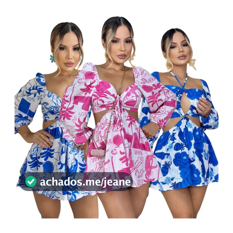 Macaquinho Feminino Manga Longa Estampado Lançamento Tendência Short Por Baixo
