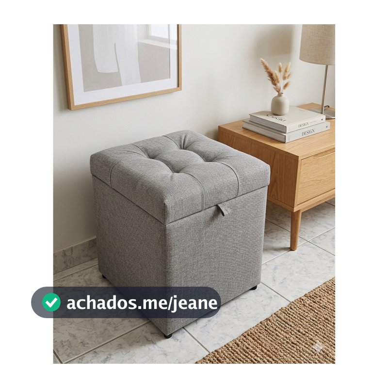 Puff Baú em Linho Estofado Quadrado 100% MDF - Diversas Cores