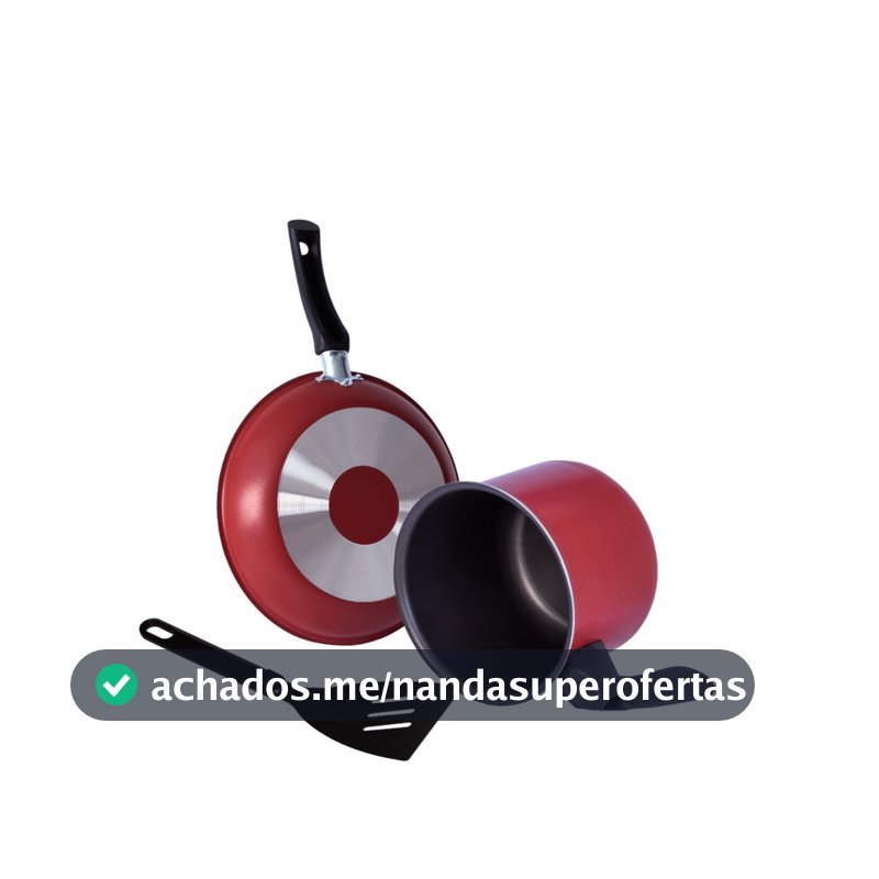 Jogo de Frigideira Antiaderente Frigideira 18cm + Canecão Teflon 12cm Antiaderente Com Espátula