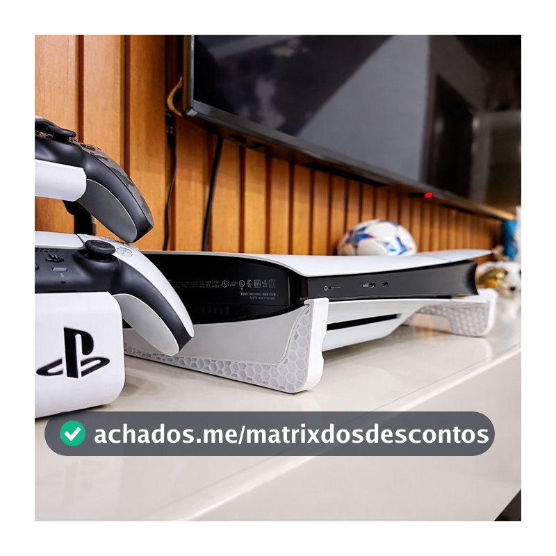 Suporte PS5 Stand Base Horizontal Ventilação Deitado Playstation 5 Slim com Disco Moderno Elegante