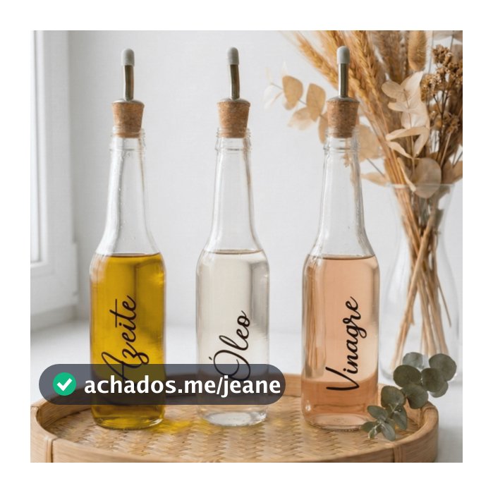 Kit 03 Galheteiro em Vidro com 355ml com Bico Dosador (Azeite, Óleo e Vinagre)
