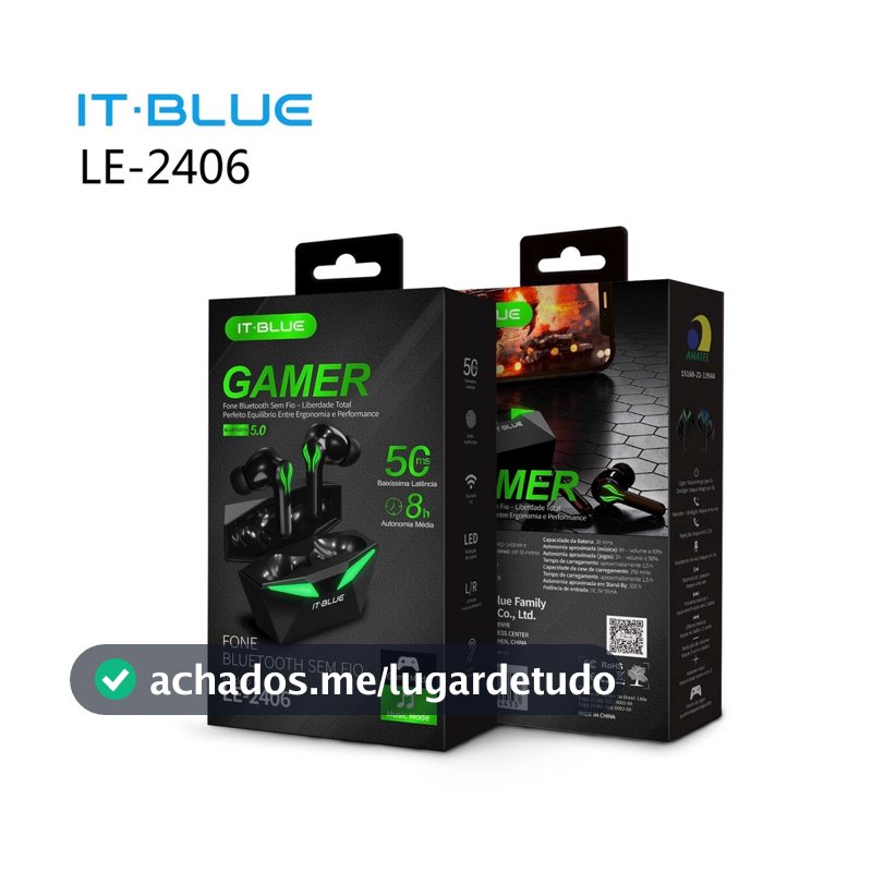 Fone Tws Bluetooth Gamer 5.3 Intra-auriculares It Blue Le-2406