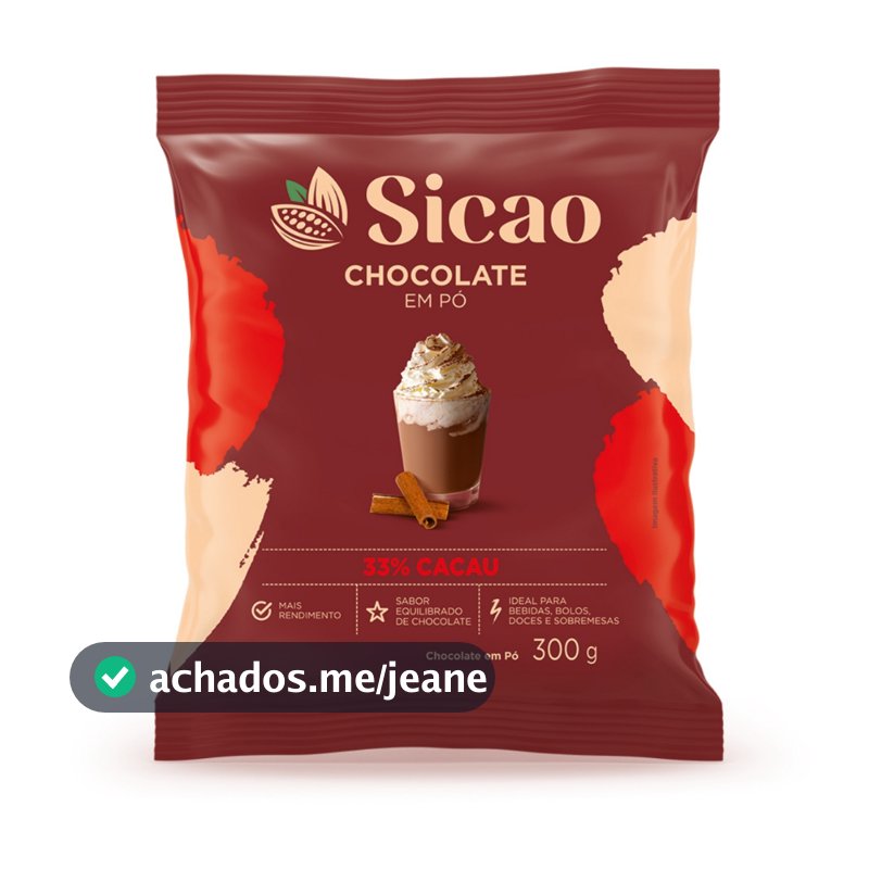 Sicao Chocolate em Pó 33% Cacau 300g Confeitaria Profissional