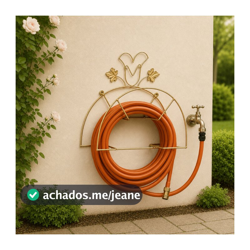 Suporte Em Aço Fixo Em Parede Enrolador De Mangueira Organizador De Quintal Jardim Área Externa Decorativo Flor