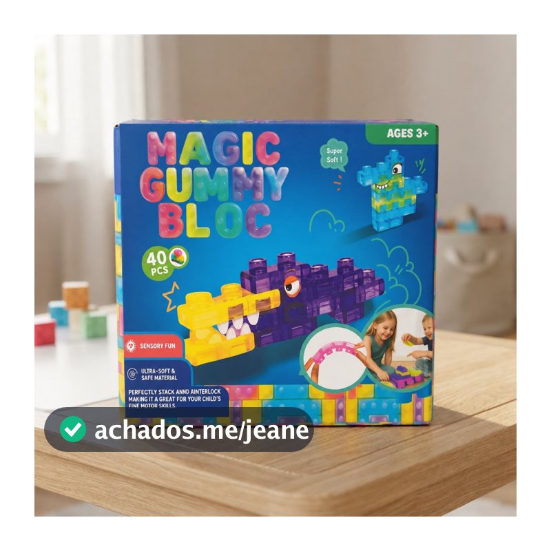 Blocos de montar Magic Gummy - Macios, Sensoriais e Coloridos - 40 ou 80 PEÇAS