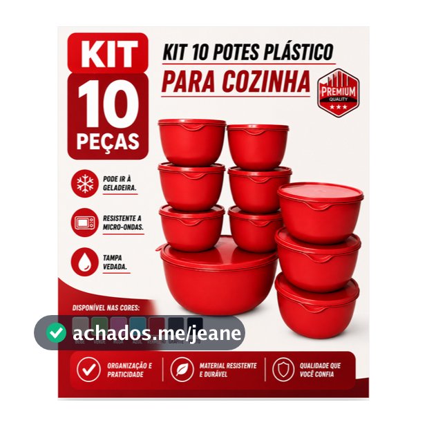 Kit Redondo 10 Potes Herméticos Plástico(1x2800ml + 3x1000ml + 6x500ml) | Organização Premium e Praticidade Cozinha